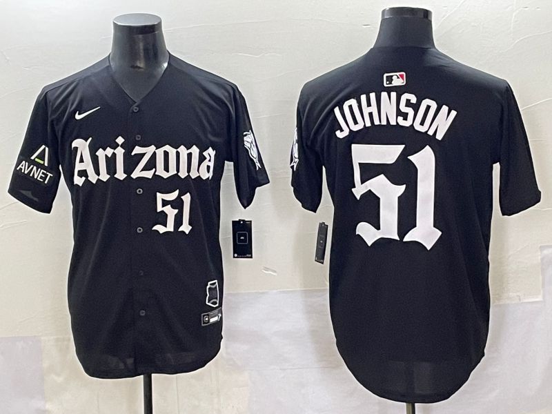 Men 2025 Arizona Diamondback #51 Johnson Black Five generations Joint Name Nike MLB Jersey style 13->arizona diamondback->MLB Jersey